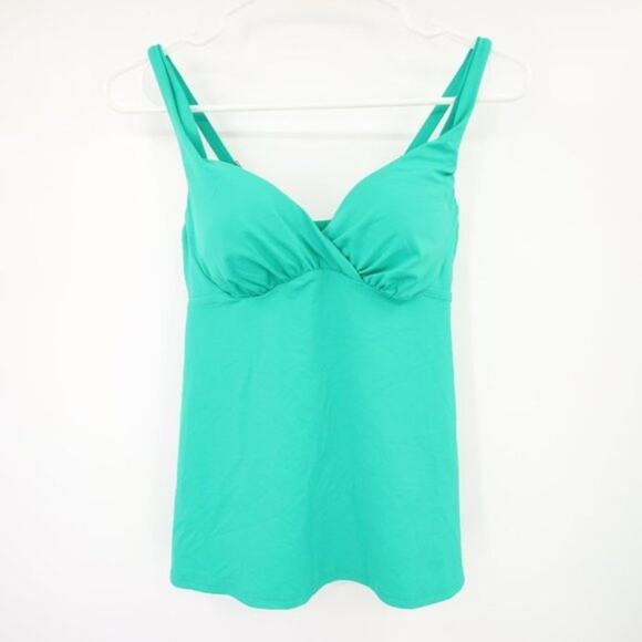 Lands End Green Tankini Top Push-Up Bra 03 Size 30D/32C - Picture 1 of 10